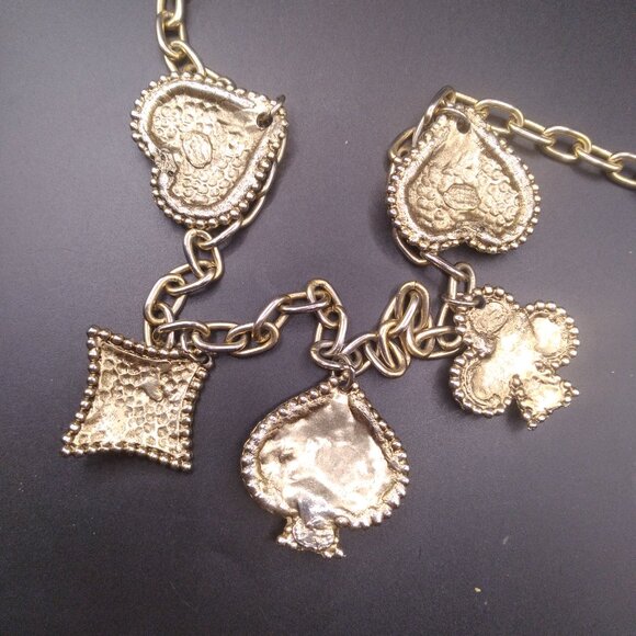 Vintage French Designer Edouard Rambaud Gold Gilt Glass Cabochons Necklace - Picture 4 of 9